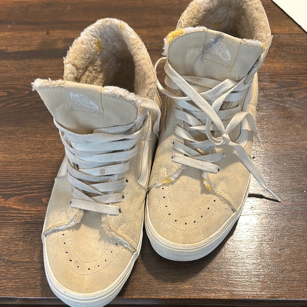Vans Cream High-Top Sneakers with Suede Finish